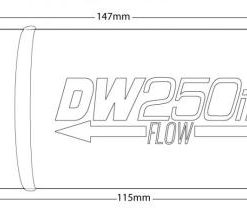 Alternative view of Deatschwerks DW250il in line fuel pump