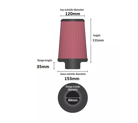 APP high flow air filter 89mm - Image 3