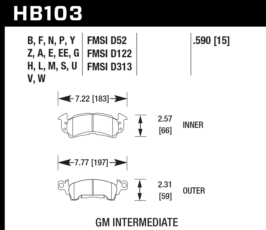 HB103P.590 - Hawk SuperDuty Brake Pads; Front - Image 2