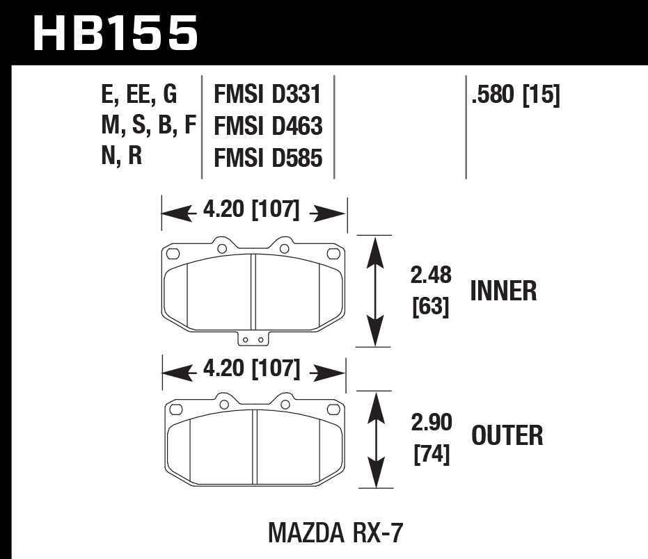 HB155W.580 - Hawk DTC-30 Brake Pads; Rear - Image 2