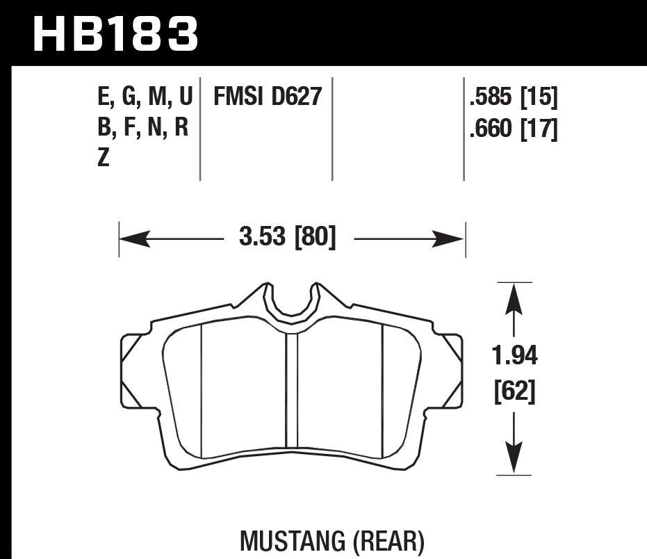 HB183N.660 - Hawk HP Plus Brake Pads; Rear - Image 2