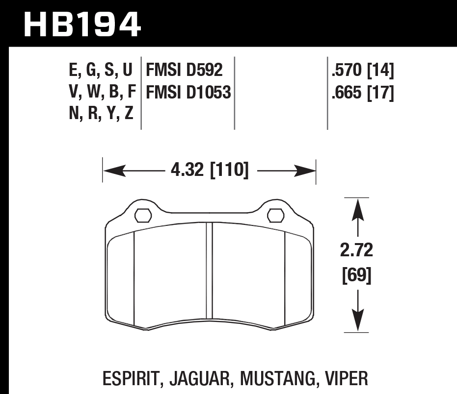 HB194B.665 - Hawk HPS 5.0 Brake Pads; Front - Image 2
