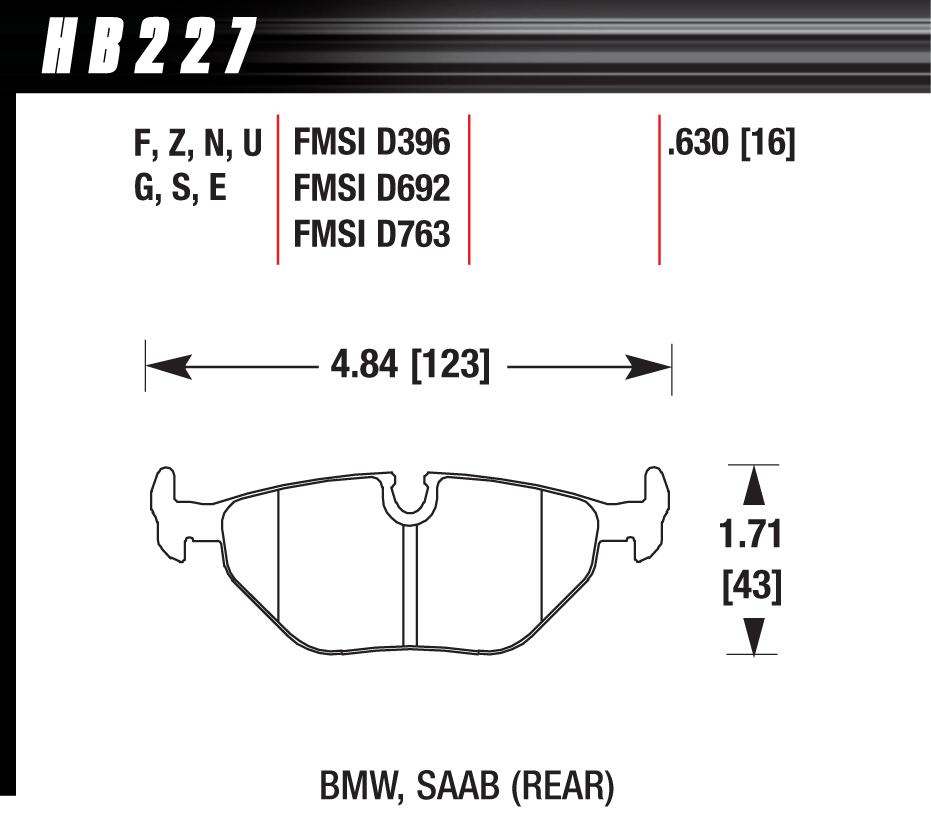 HB227N.630 - Hawk HP Plus Brake Pads; Rear