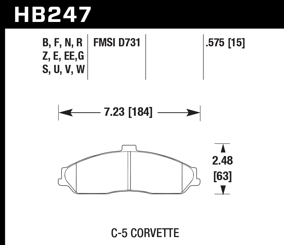HB247B.575 - Hawk HPS 5.0 Brake Pads; Front - Image 2
