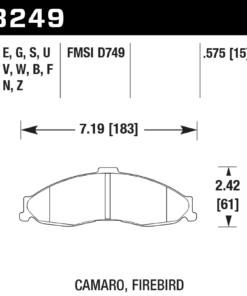 Alternative view of HB249D.575 - Hawk ER-1 Brake Pads; Front