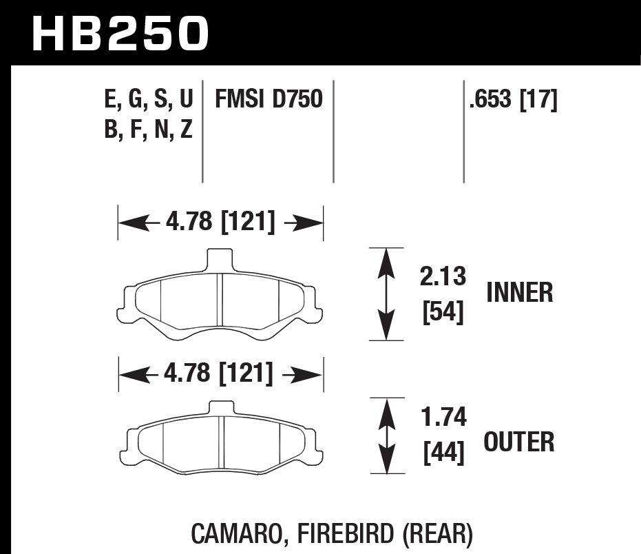 HB250F.653 - Hawk HPS Brake Pads; Rear - Image 2