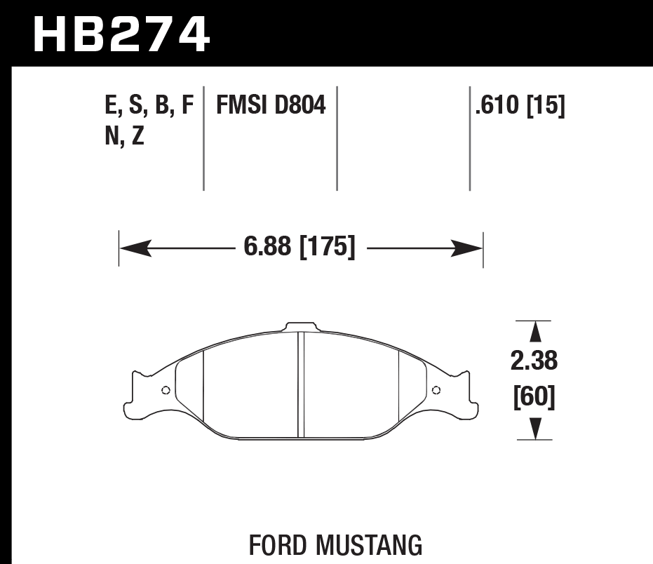 HB274B.610 - Hawk HPS 5.0 Brake Pads; Front - Image 2