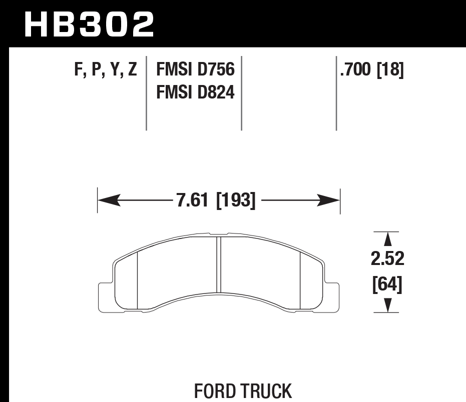 HB302Y.700 - Hawk LTS Brake Pads; Front - Image 2
