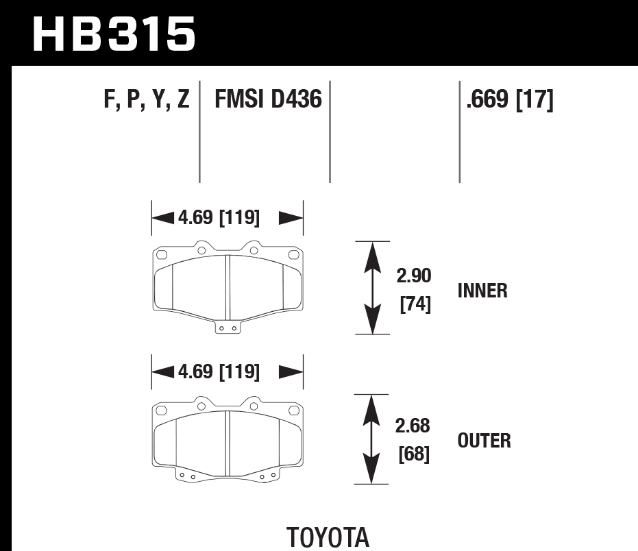 HB315B.669 - Hawk HPS 5.0 Brake Pads; Front - Image 2