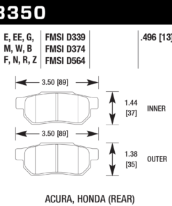Alternative view of HB350D.496 - Hawk ER-1 Brake Pads; Rear