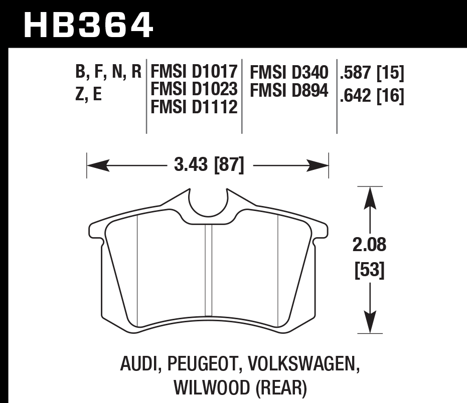 HB364N.642 - Hawk HP Plus Brake Pads; Rear - Image 2