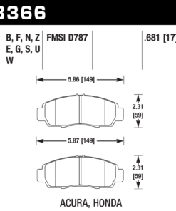 Alternative view of HB366D.681 - Hawk ER-1 Brake Pads; Front