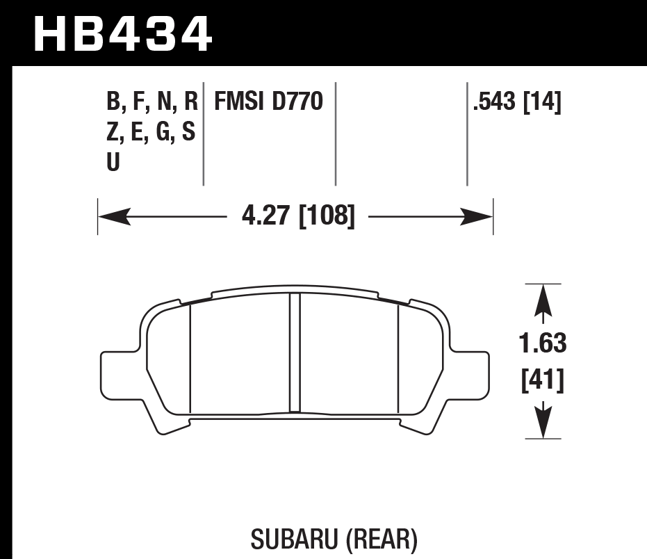 HB434F.543 - Hawk HPS Brake Pads; Rear - Image 2