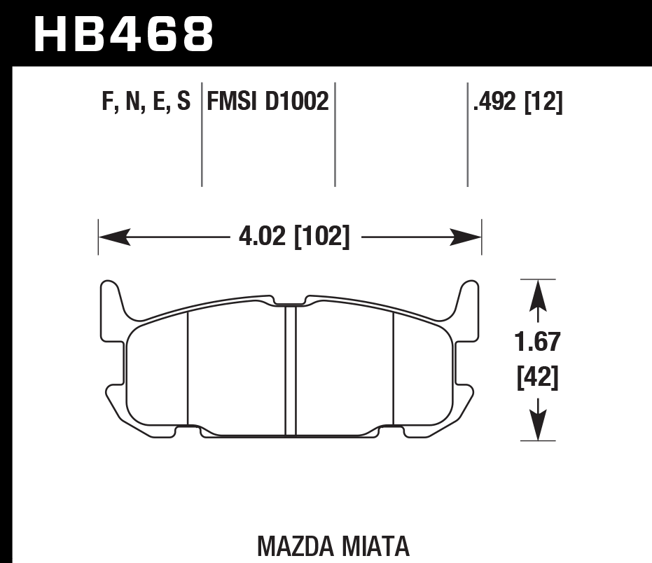HB468D.492 - Hawk ER-1 Brake Pads; Rear