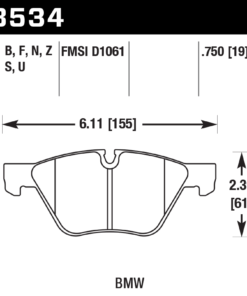 Alternative view of HB534D.750 - Hawk ER-1 Brake Pads; Front