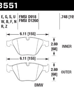 Alternative view of HB551D.748 - Hawk ER-1 Brake Pads; Front