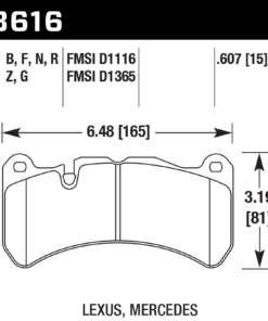 Alternative view of HB616D.607 - Hawk ER-1 Brake Pads; Front