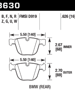Alternative view of HB630D.626 - Hawk ER-1 Brake Pads; Rear