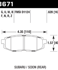 Alternative view of HB671D.628 - Hawk ER-1 Brake Pads; Rear