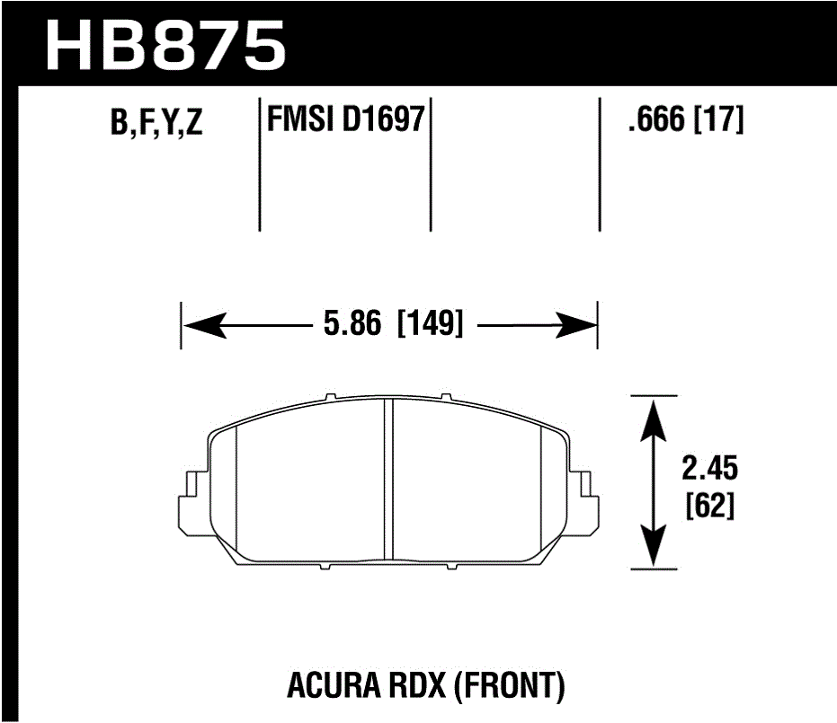 HB875G.666 - Hawk DTC-60 Brake Pads; Front - Image 2