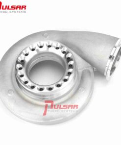 Alternative view of Pulsar – Dual Ball Bearing Turbocharger – This DIY upgrade kit is designed for any Borg Warner S400 turbos with a compressor wheel smaller than 80mm, with this kit you can upgrade your turbo to a billet wheel 480. It comes with a 7+7 blades 80mm billet compressor wheel in which the compressor flow is rated at 120 lb/min. If you have a 96*88mm turbine wheel, the capabilities ranging will be from 750 to 1250 horsepower., The only thing you need to do is to open the pocket for the larger compressor wheel exducer on your bearing housing to a diameter of 114.5mm. You will perfectly upgrade your current 400 series turbo to a billet 480., The rebuild kit comes in this DIY kit has a 360 degree CNC machined brass thrust bearing, it helps the turbo to handle more thrust force for better durability. The staggered step gap seal rings will reduce oil blow-by of the seals.
