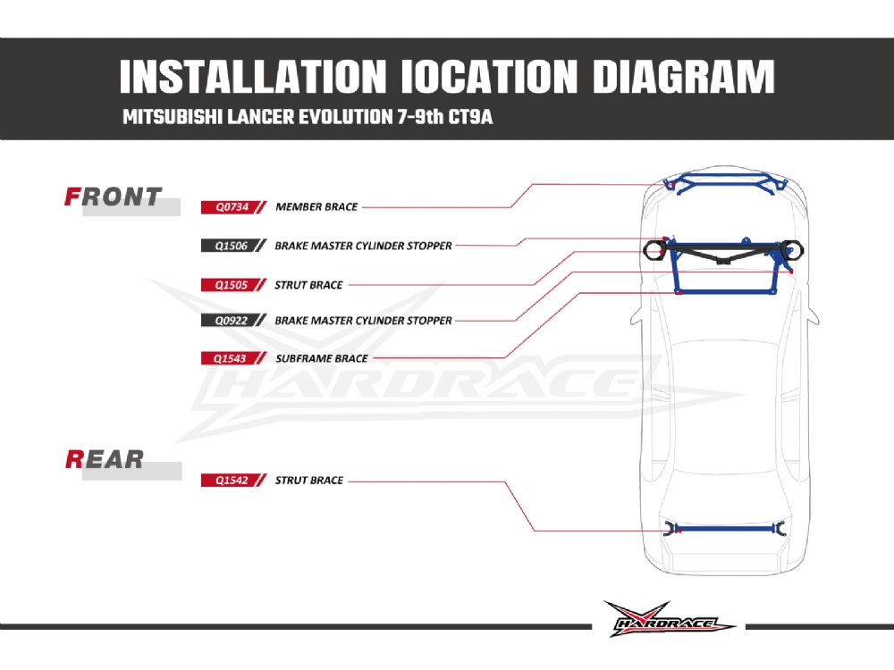 Hardrace Front Strut Brace Mitsubishi Lancer evolution - Image 9