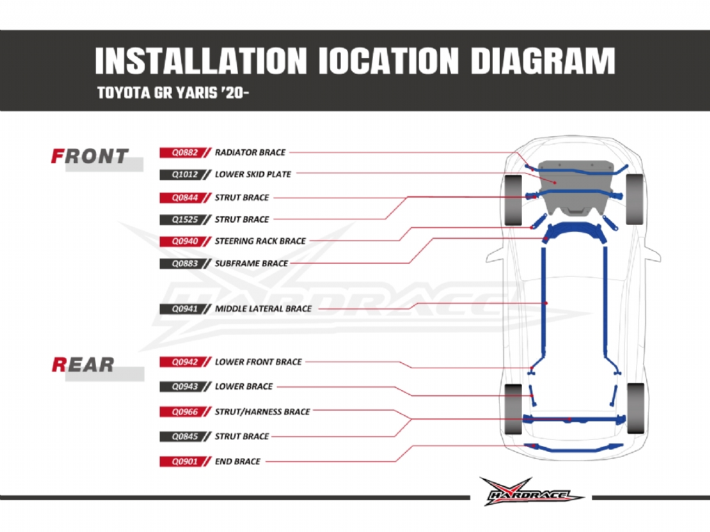 Hardrace Front Strut Brace Toyota Yaris / vitz - Image 7