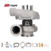 PSR3576 Compact Dual Ball Bearing Turbocharger - STAINLESS STEEL V-BAND INLET, V-BAND OUTLET, 1.03A/R + T3 Adapter