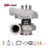 PSR3582 Compact Dual Ball Bearing Turbocharger - STAINLESS STEEL V-BAND INLET, V-BAND OUTLET, 0.64A/R +T25 Adapter
